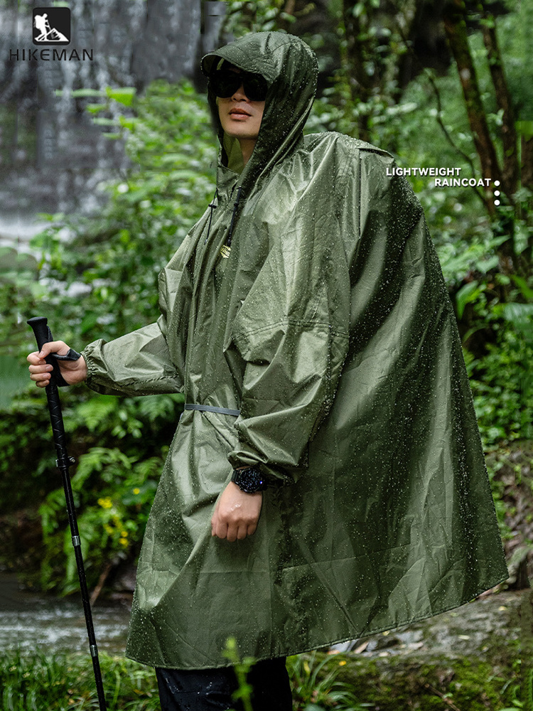 Camping Rain Poncho - Impermeabile ultraleggero con cerniera, realizzato in